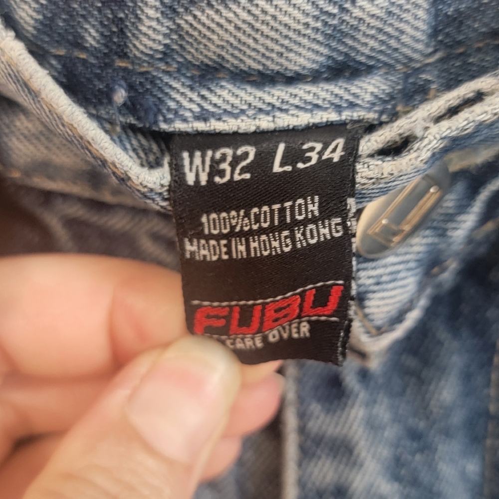Vintage Fubu Y2k 90s Distressed Cargo Mens Streetwear Jeans Size 33/34 - Picture 12 of 15